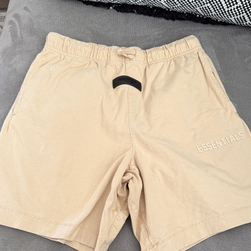 ESSENTIALS Men’s Tan Cotton Drawstring Shorts
